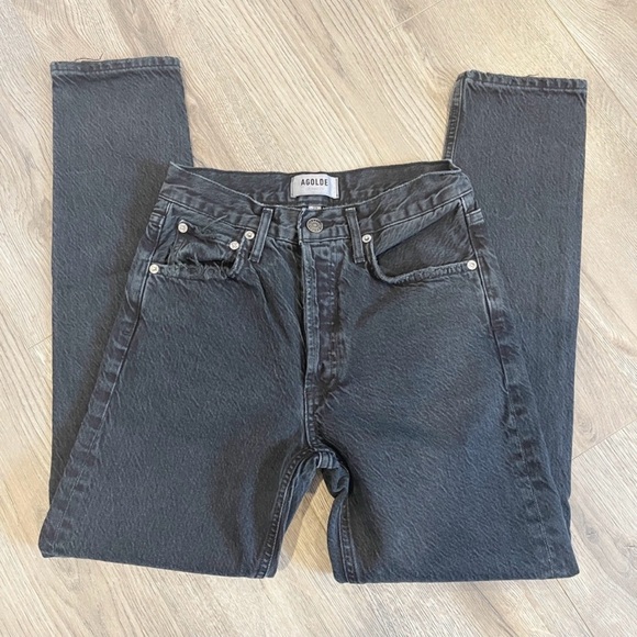 Free ship - AGOLDE Jeans Jamie Straight Leg High Rise Ankle Crop Denim Size 23 - Picture 6 of 12